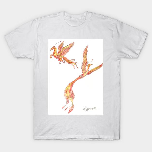 Phoenix Bird Red Horse Pony Griffon T-Shirt by pegacorna